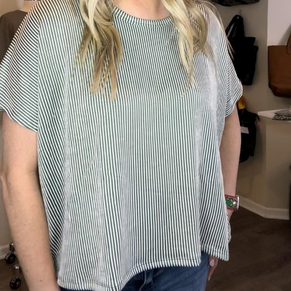 Zenana ribbed relaxed short sleeve top